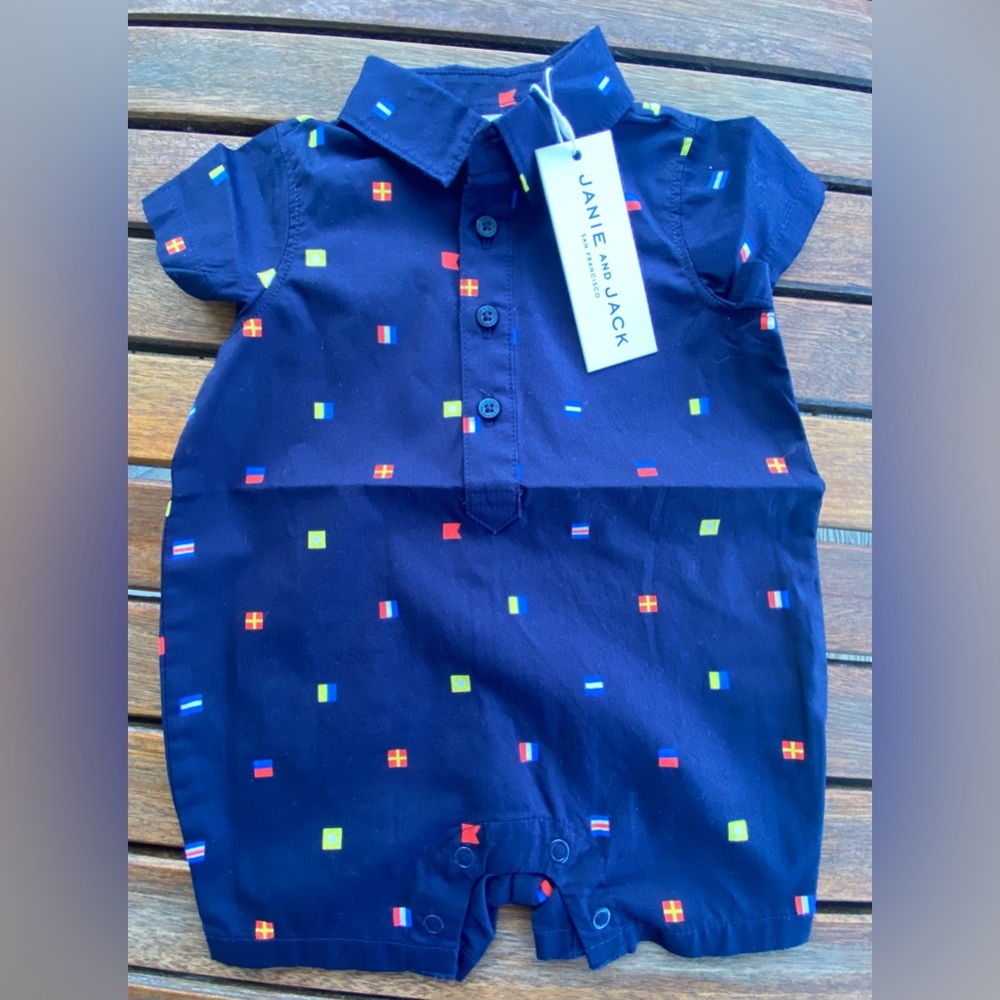 Janie and Jack infant boys 0-3 mos romper NWT